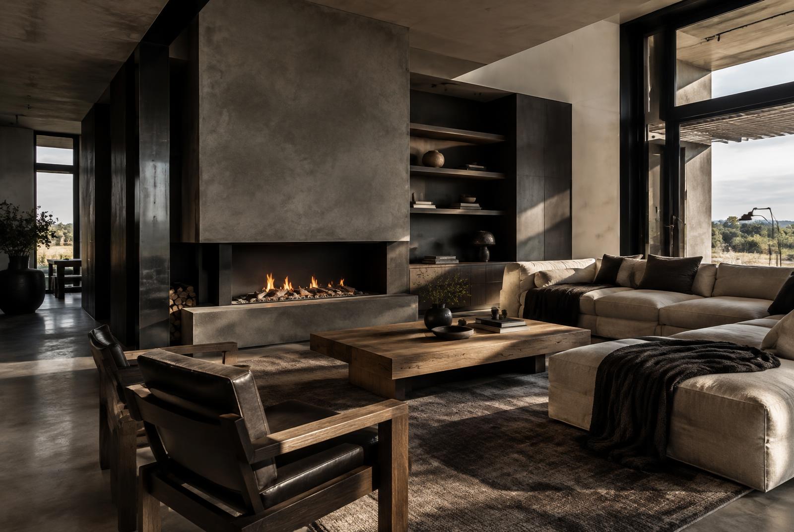 Robuust modern interieur met strak stucwerk en beton ciré